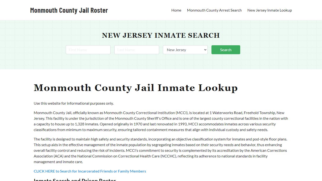 Monmouth County Jail Roster Lookup, NJ, Inmate Search